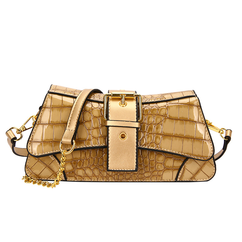 Bolso de la axila retro estilo de Hong Kong 2023 Verano nueva bolsa de la cadena transfronteriza textura hombro patrón de cocodrilo bolsa de mensajero de las mujeres