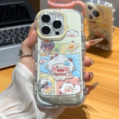 懒羊羊可爱卡通手机壳适用苹果16promax镜面支架iphone15保护套14