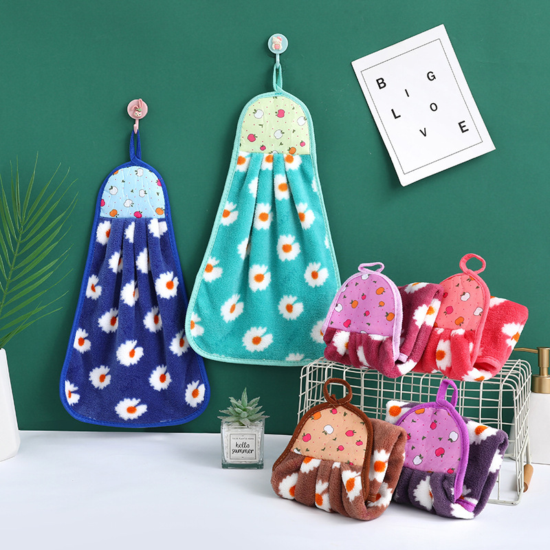 Coral Velvet Cartoon Printed Hanging Hand Towel, Thickened Absorbent Cleaning Towel, Kitchen and Bathroom Cleaning Cloth, Wholesale Hand Towel Coral Velvet Cartoon Printed Hanging Hand Towel, Thickened Absorbent Cleaning Towel, Kitchen and Bathroom Cleaning Cloth, Wholesale Hand Towel