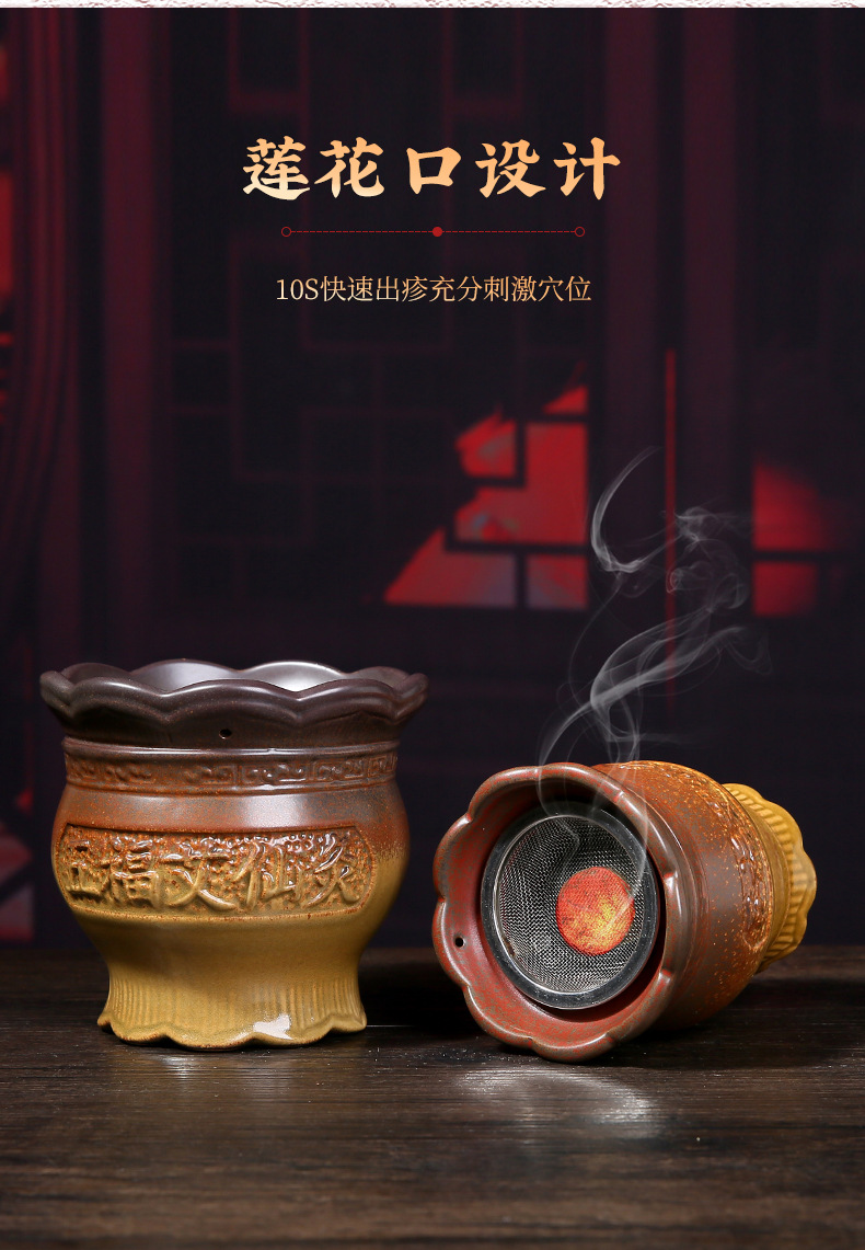 Ceramic Fire Dragon Cupping Jar Moxibustion Warmer for Home Spa Massage Therapy 700g key features