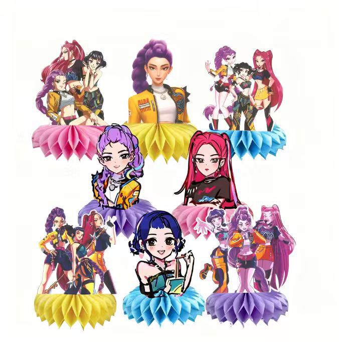 Demon Hunters Honeycomb Ornaments Birthday Party Tabletop Decoration Honeycomb Table Paper Honeycomb