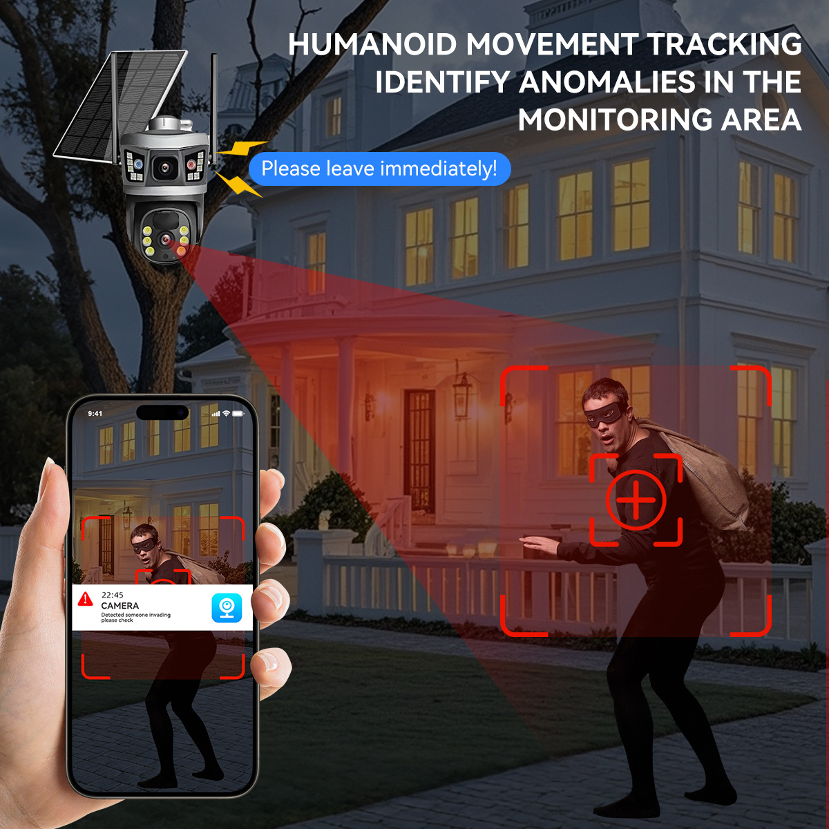 V380 flash binocular de doble pantalla máquina de bola solar al aire libre de baja potencia 4G cámara remota inalámbrica panorámica