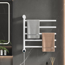 免釘打孔碳纖維智能電熱毛巾架家用衛生間浴巾架浴室毛巾桿烘干架