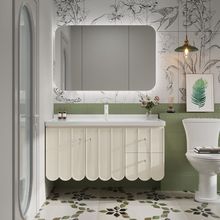 智能法式奶油风浴室柜橡木洗脸池洗手台盆柜组合云朵洗漱台卫浴柜