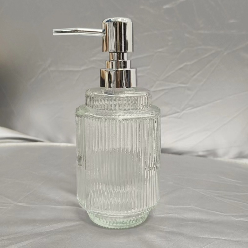 El fabricante suministra 420ml de desinfectante de manos, botella de vidrio transparente de color de patrón vertical cuadrado, botella de desinfectante de manos, vidrio