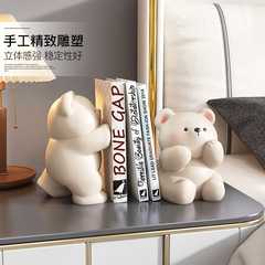 Cute Bear Bookends Small Ornament Living Room TV Cabinet Home Decoration Study Desktop Bookend Birthday Housewarming Gift