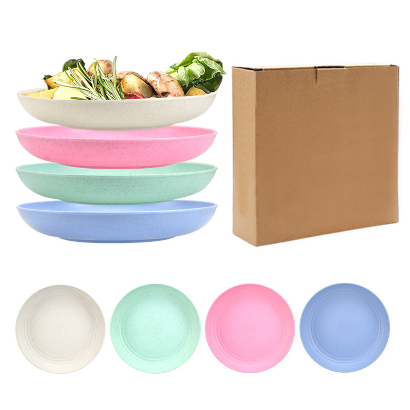 Wheat Straw Multi-Purpose Fruit Disc Candy Meat and Vegetable Plate Set with Different Specifications for Home Simple Dinner Plate Gift Box Wheat Straw Multi-Purpose Fruit Disc Candy Meat and Vegetable Plate Set with Different Specifications for Home Simple Dinner Plate Gift Box