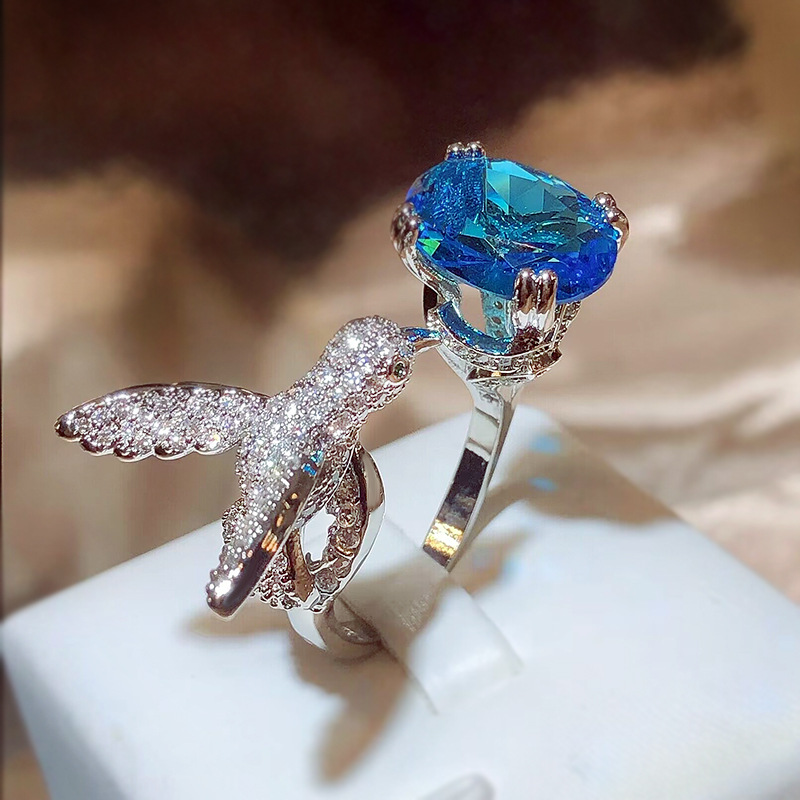 INS Style Eagle Copper Plating Zircon Open Ring 1 Piece