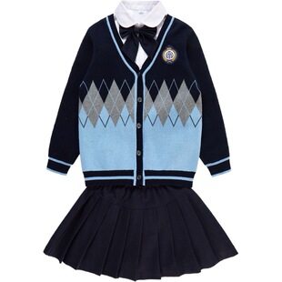 School Uniform for Primary and Secondary School Students Spring and Autumn Suit Academy Style Kindergarten Garden Suit Sweater Cardigan Three-Piece Children's Class Suit 22