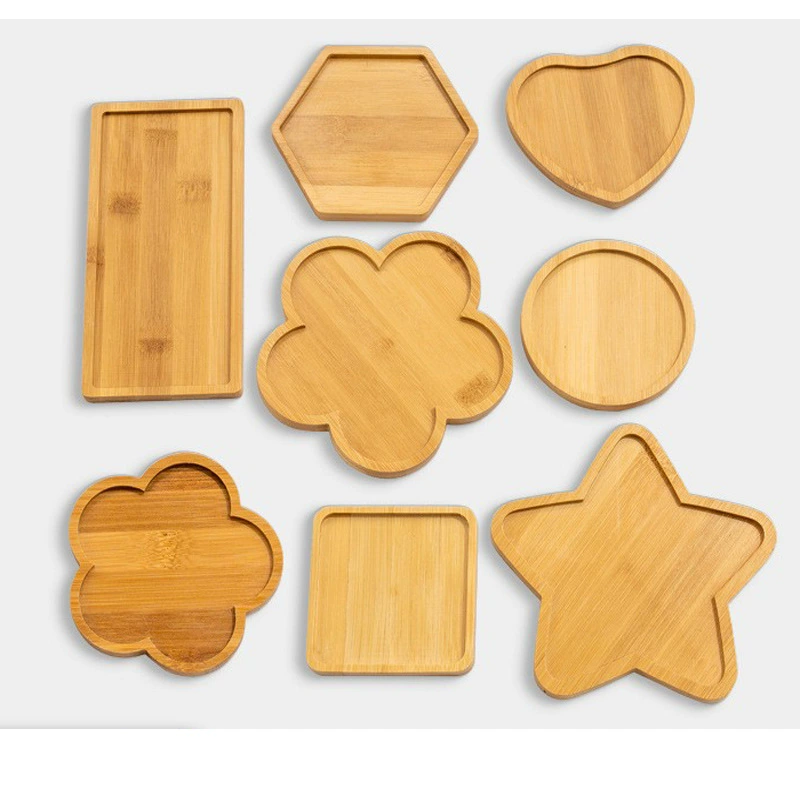 Чайная подставка бамбуковая подставка для подставки для чашек для посуды цветочный горшок трансграничный круглый прямоугольный мульти-размер DIY бамбуковый поднос