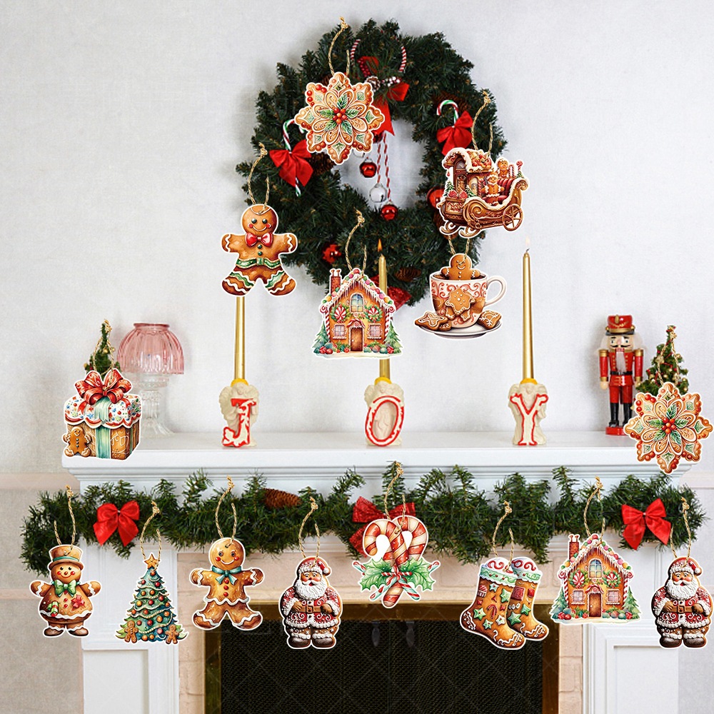 Nuevos adornos colgantes para fiestas navideñas, suministros de decoración navideña con temática de hombre de jengibre de invierno
