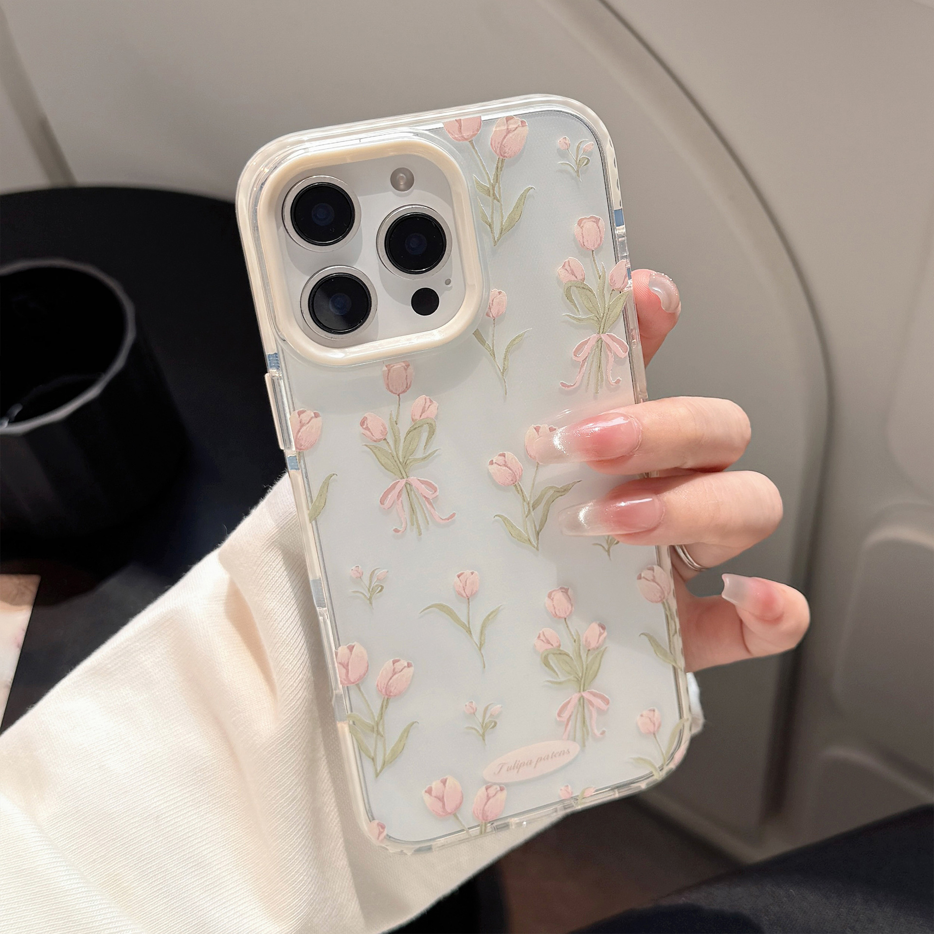 Tulipanes simples y frescos para Apple 16ProMax funda para teléfono móvil 15Pro Transparente 14/13 Girl Heart 15