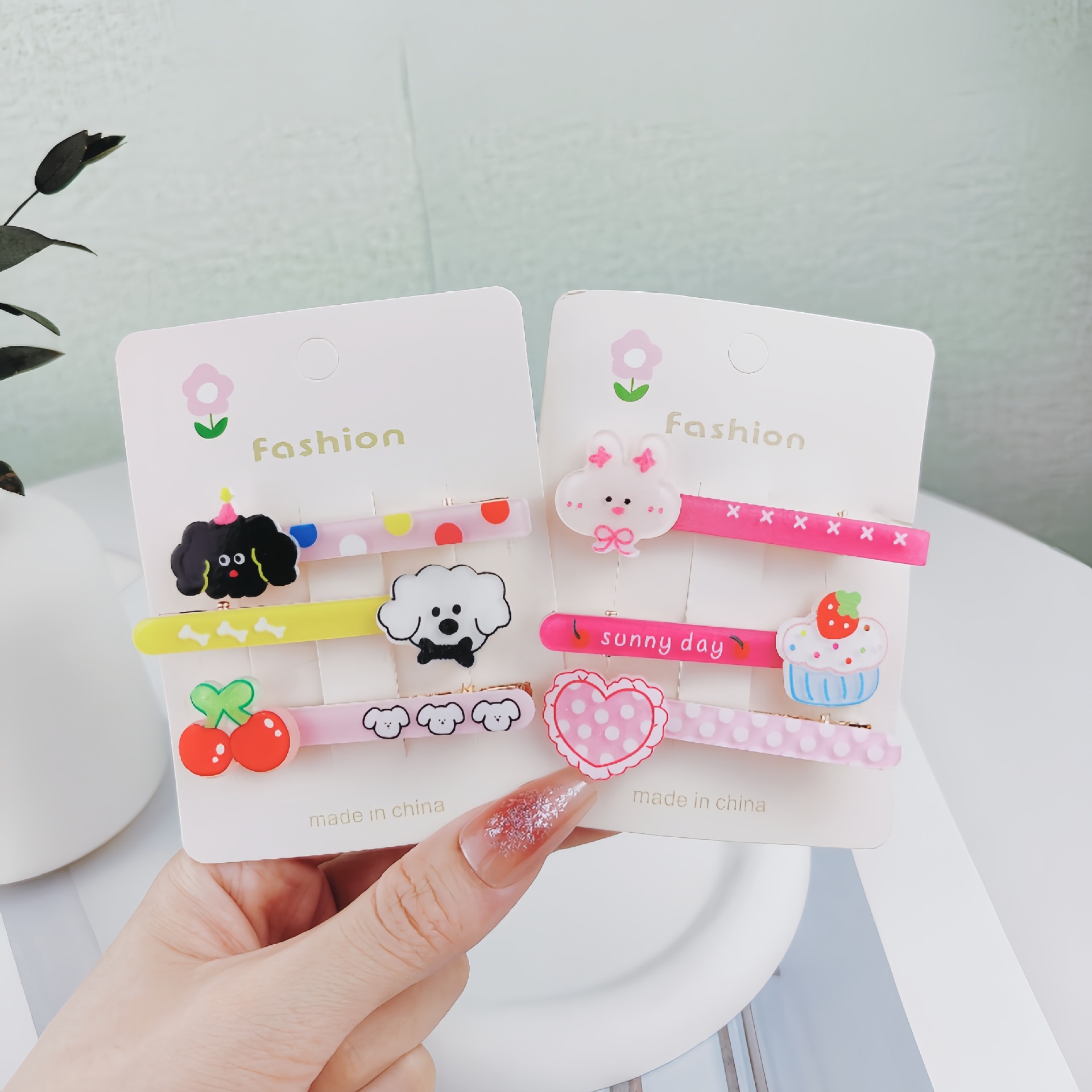 Cute perrito clip de cabello de dibujos animados de niños clip de boca de pato de color clip lateral clip de cabello de niña frisa clip de cabello tocado