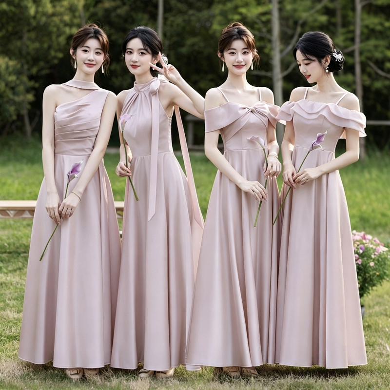 Bridesmaid Dresses 2024 New Style Petite Elegant Bridesmaid Group Dresses Suitable for Everyday Wear Niche High-End Summer Fashion