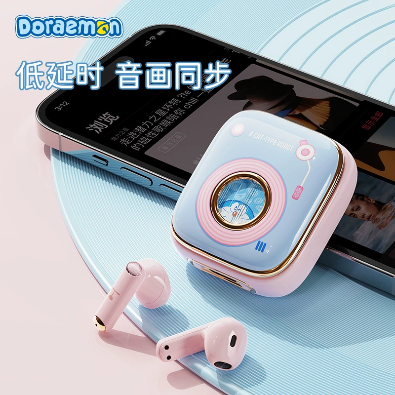 Doraemon retro TWS wireless Bluetooth headset second -generation cute mini -portable semi -in -ear music headset