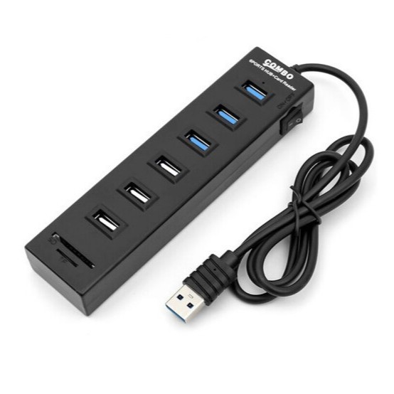 酷比客 LCHC14BK USB3.0分线器6口HUB集线器带读卡器线长0.5米