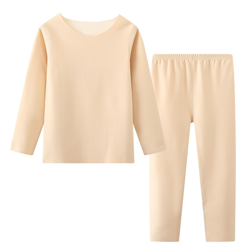 Conjunto de Ropa Interior Térmica para Niños Otoño-Invierno 2025, Color Sólido, Capa Base Básica, Calentamiento, Pantalones de Manga Larga, Pijama de Dos Piezas