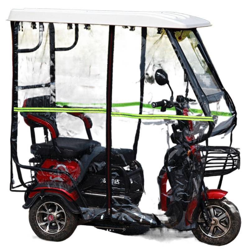 Triciclo eléctrico cobertizo dosel espeso transparente cerrado minibus de ocio plegable invierno viento Zhao Zhili