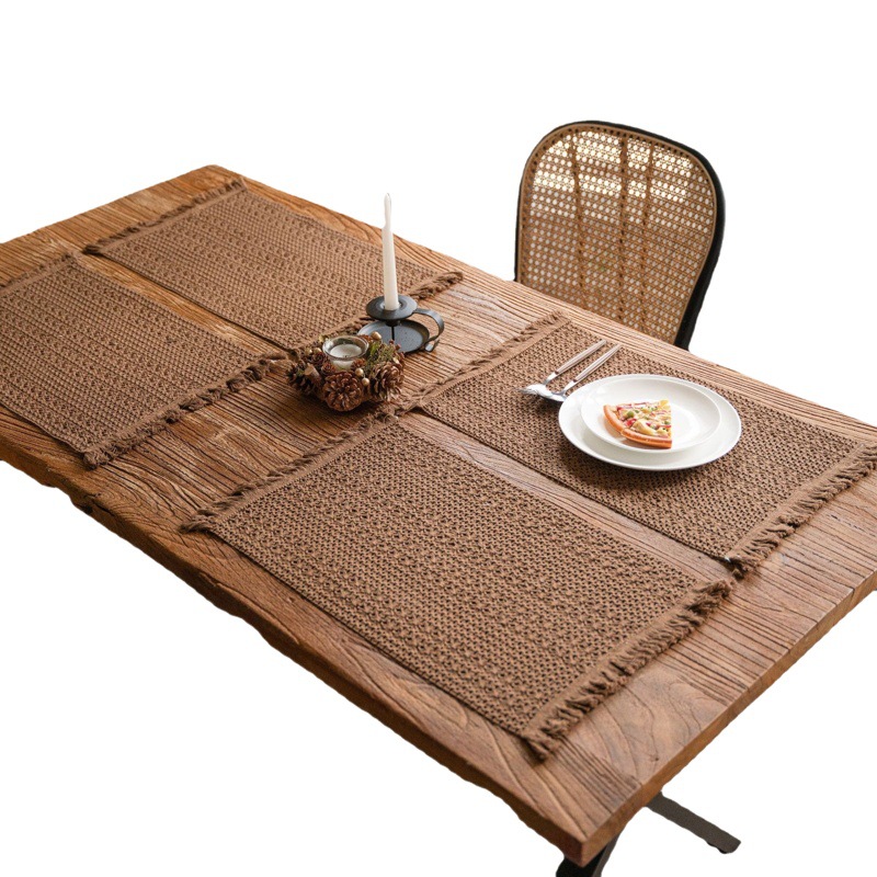 Yi Qiyun camino de mesa color caqui tejido natural material American Holiday fábrica suministro directo