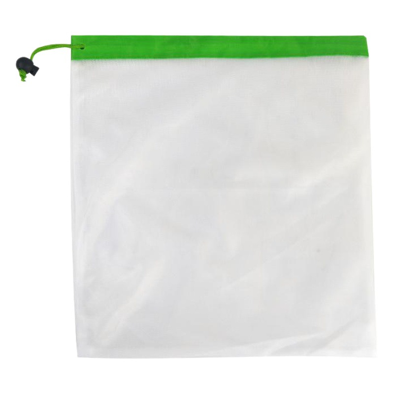 Amazon caliente-Venta de poliéster costura unilateral cordón bolsillo lavable fruta juguete almacenamiento bolsa de malla