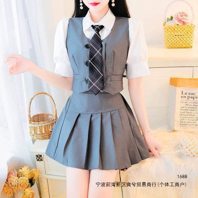 学院风套装英伦风日系jk制服百褶裙韩国韩式校服女夏西装薄款甜酷