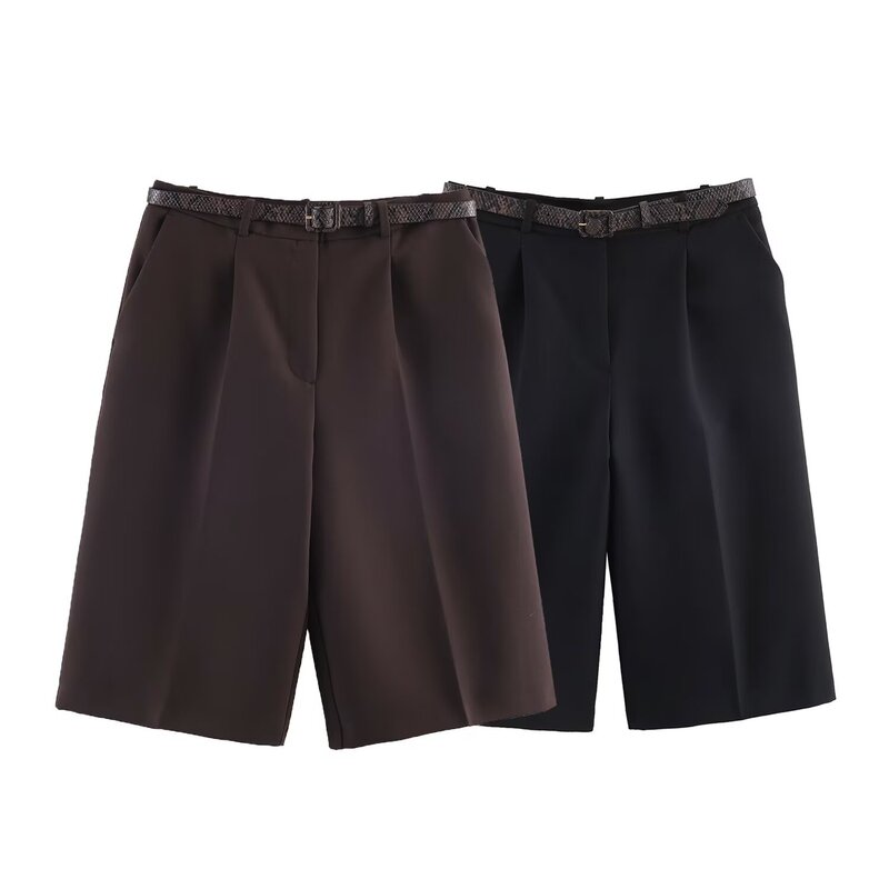 Taop&Za Women's Clothing 2026 Spring New Style Casual Fashion Long Casual Shorts with Belt 1478321