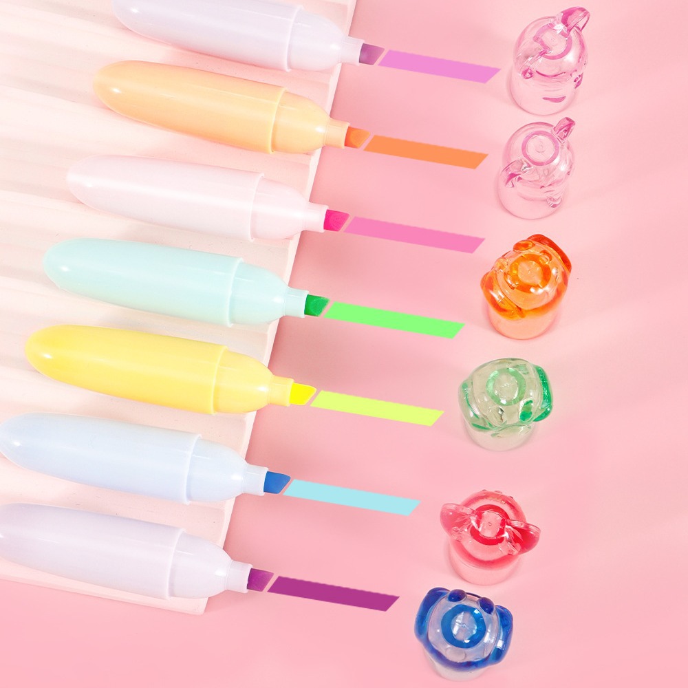 Cat Paw Highlight Pen Set Mini Fluorescent Handbook Pen Set 6 colores pen creativo