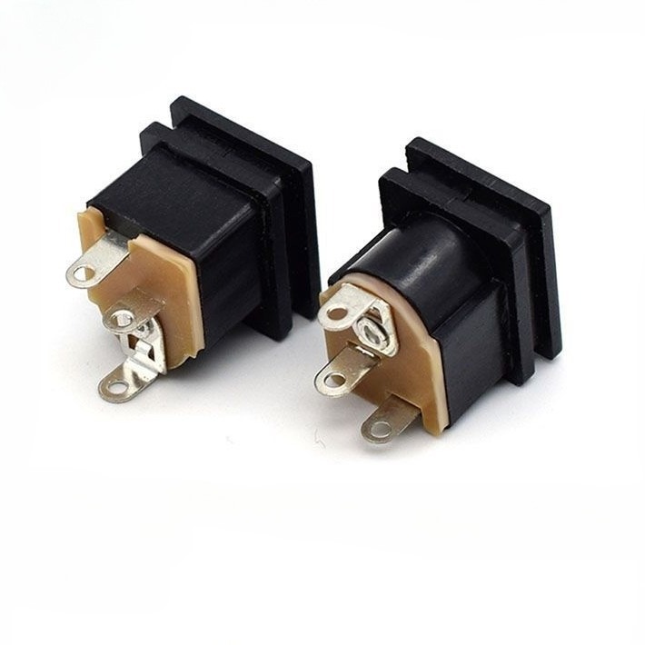 供应立式三脚直插母座 DC015大电流电源插座 全铜阻燃带卡口DC插