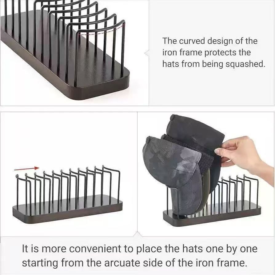 Cross-Border Wooden Baseball Cap Storage Rack, Peaked Cap Partition Storage Rack, Wardrobe Organization Simple Storage Rack