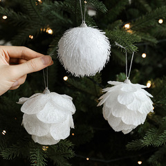 バブルクリスマスボール白い花びら装飾品粘粉クリスマスツリーペンダント雰囲気アレンジアクセサリー装飾品