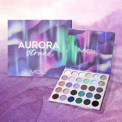 30色極光眼影啞光珠光煙熏辣妹舞台妝眼影盤紫色黑色閃粉大盤彩妝