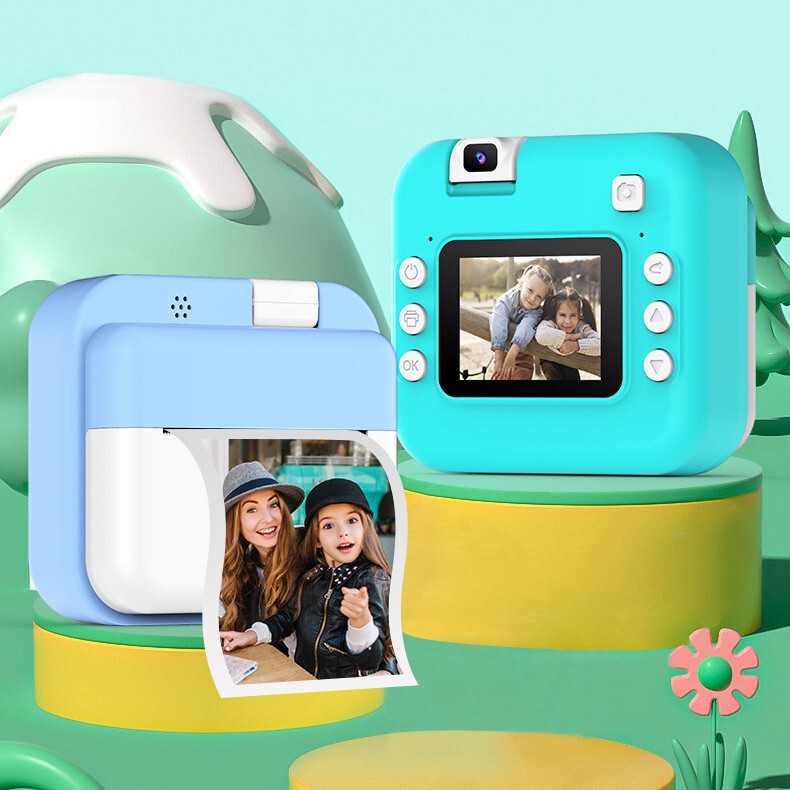 High-definition instant camera with instant printing, rotating selfie lens, photo sticker filters, children's toy gift