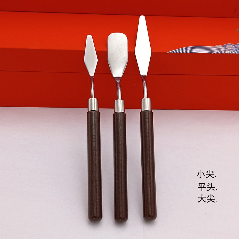 Cuchillo de pintura al óleo especial de arte, polvo de agua, pigmento de acrílico, cuchillo de selección de cuchillo de madera de acero inoxidable, cuchillo de toner de punta plana