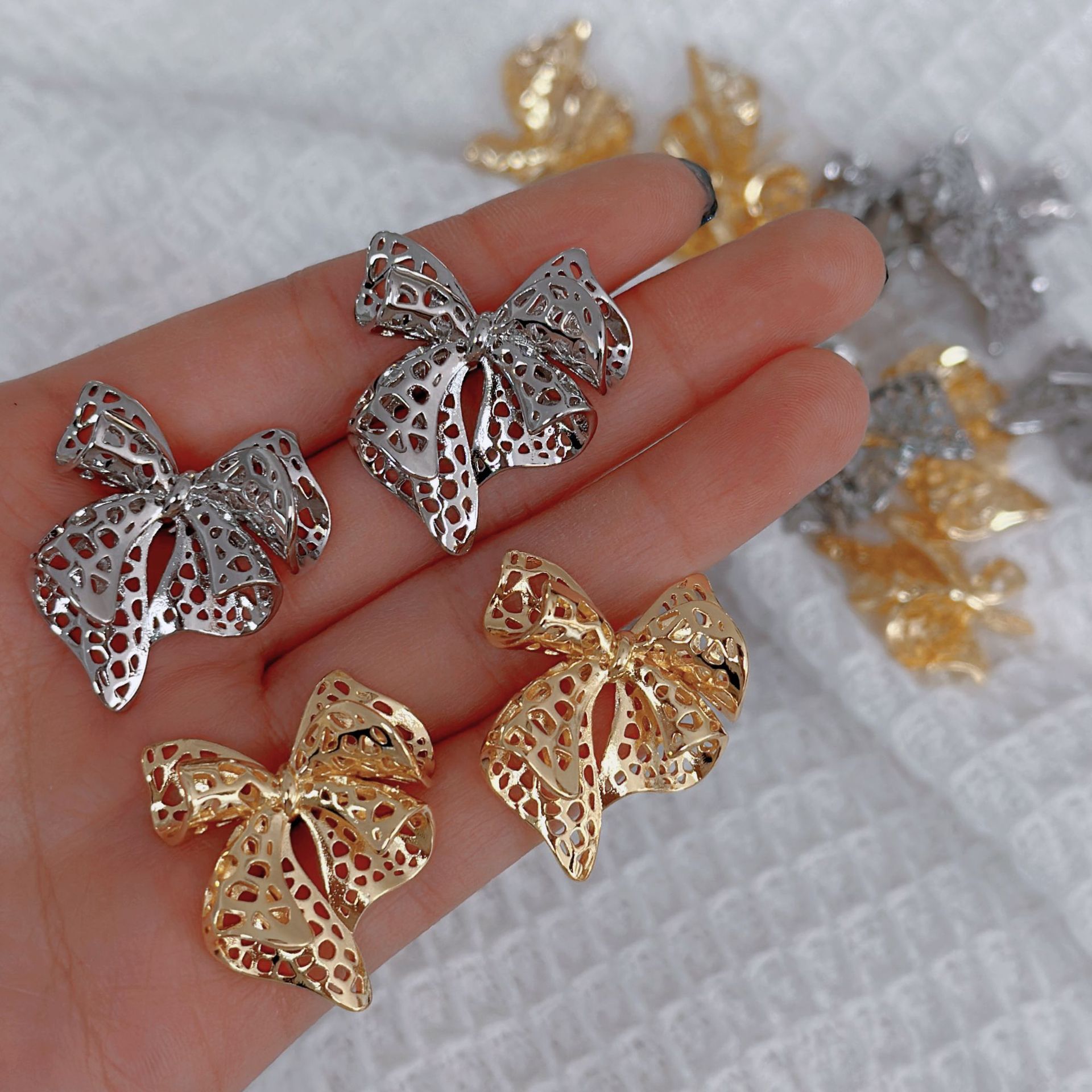 15g Weight Jewelry Set Classification Jewelry + Earrings Quantity Casual Occasion Copper Material Bow Knot Pattern Women's Gender Plating Design Sweet Style Copper Sweet Plating Bow Knot Jewelry Set 1