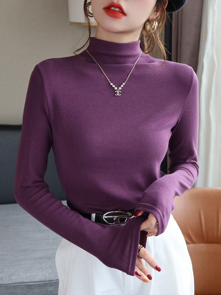 멀베리 퍼플~하프 하이 칼라 스타일