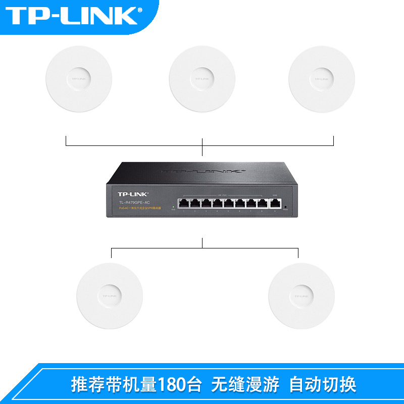 TP-LINK千兆双频1900M吸顶AP无线WiFi覆盖AC组网漫游仓库餐厅