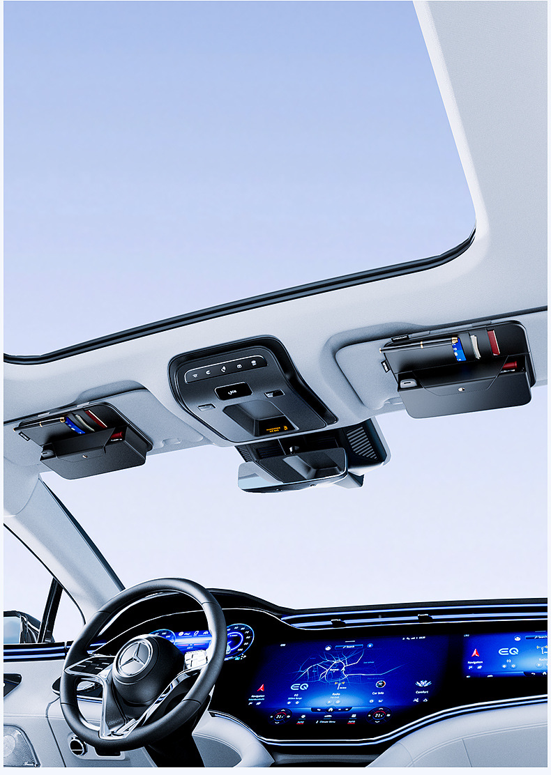 Car Sun Visor Storage Multifunctional Organizer Car Glasses Holder Card Driver's License Clip Main and Passenger Storage