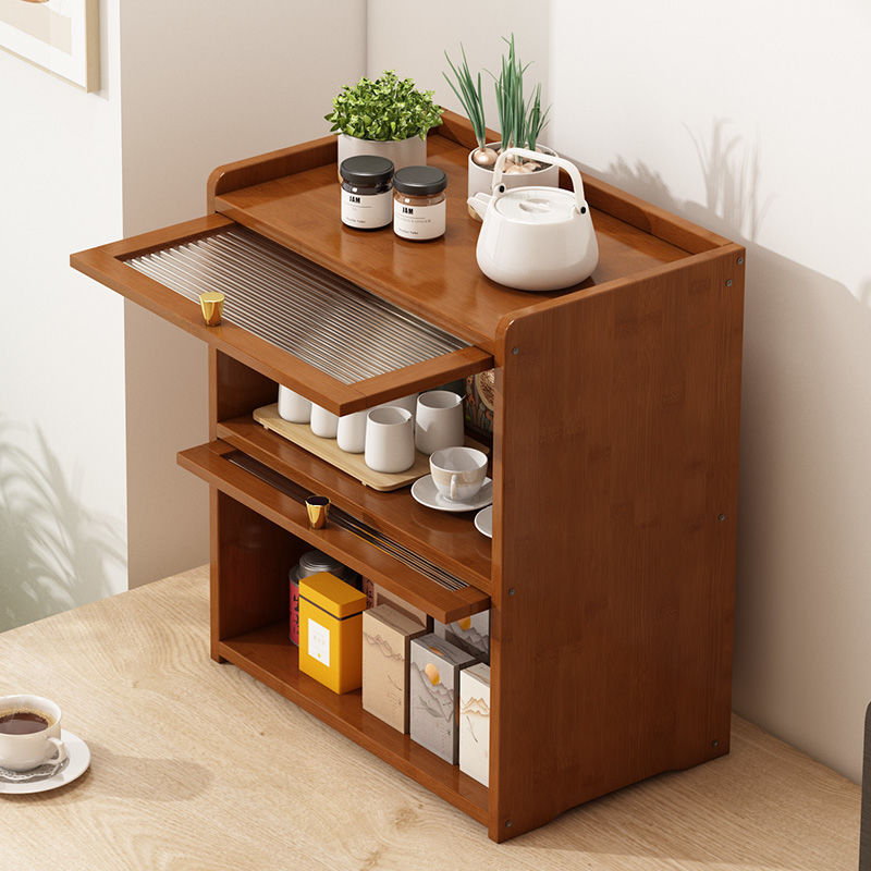 Wine Cabinet Sideboard Modern Simple Internet Celebrity Wine Rack European Style Living Room Home Flip-Top Living Room Wall Storage Rack Bamboo