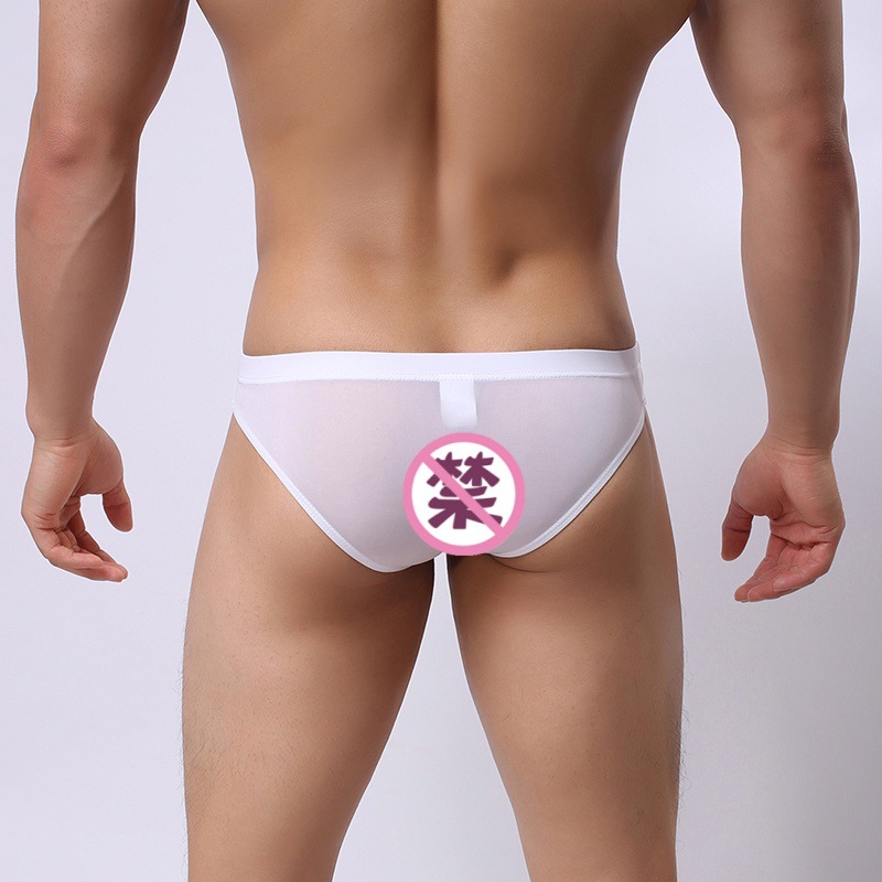 Pantalones sexuales transfronterizas al por mayor, pantalones de malla sexy para hombres, pantalones de cintura baja, pantalones de triángulo de seda de hielo