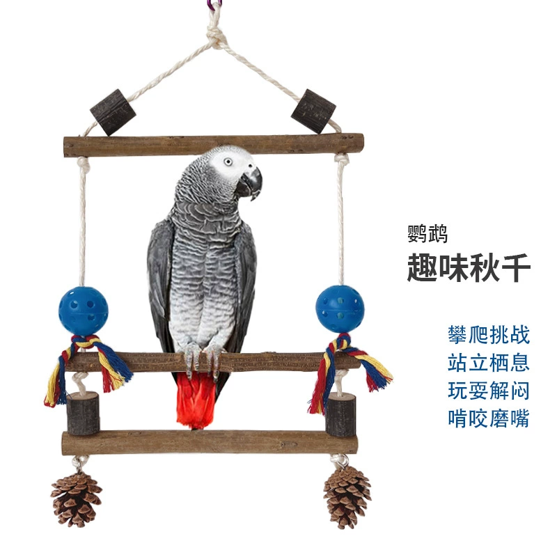 Деревянный попугай качели бревенчатая птица стоит на шесте