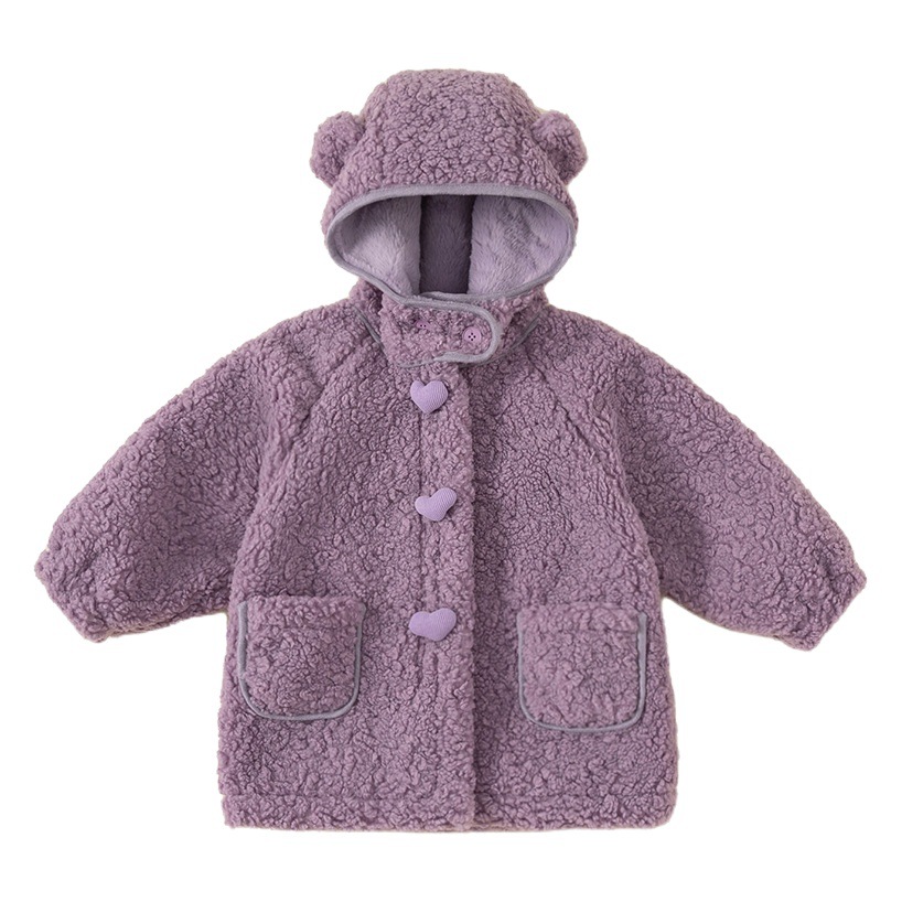 Babycity invierno abrigo para niños estilo coreano ropa para niños niñas abrigo de piel púrpura largo superior DY23174