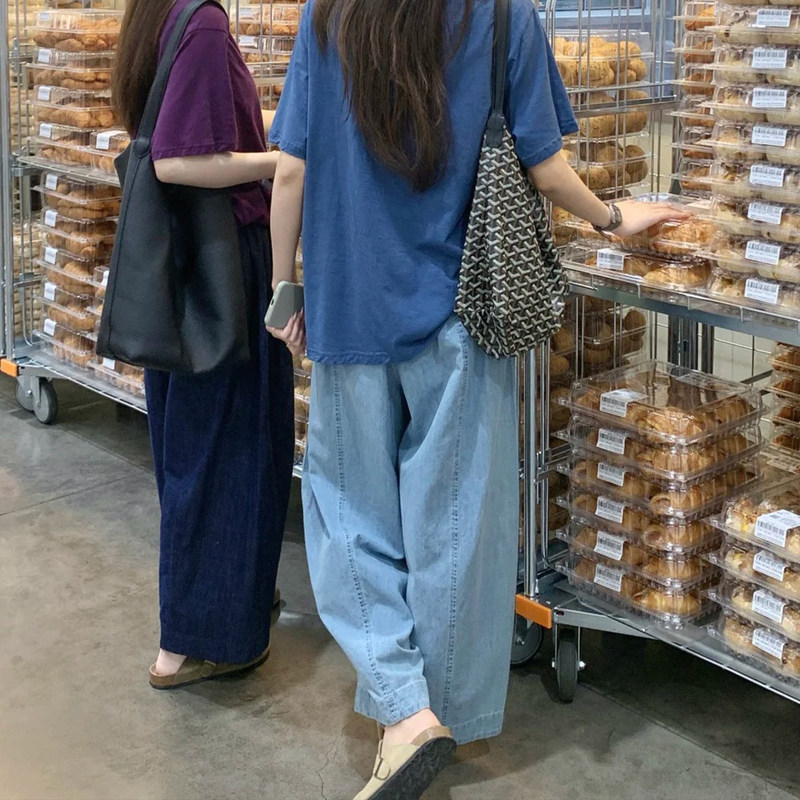 Petite women's cotton-linen jeans, summer thin style, Japanese style pants, plus size wide-leg pants for plus-size women, 2026 super popular cropped pants