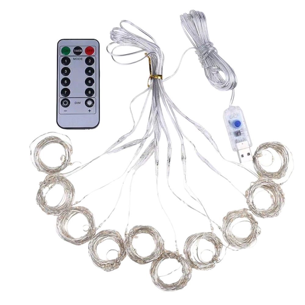 Nuevo transfronterizo 3 * 3m LED de cobre lámpara de cortina decoración de Navidad USB ocho funciones cadena de lámparas de control remoto image 6