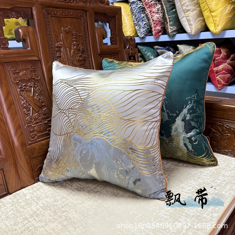 新中式红木抱枕坐垫面料高精密提花中国风面料工厂供应多色可选