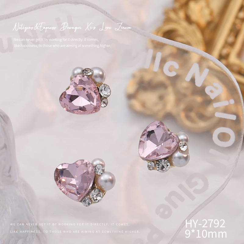 Celebridad en línea Maillard joyería de uñas de cristal pila diamante producto terminado flash torcido corazón grasa cuadrado hecho a mano perla joyería de uñas