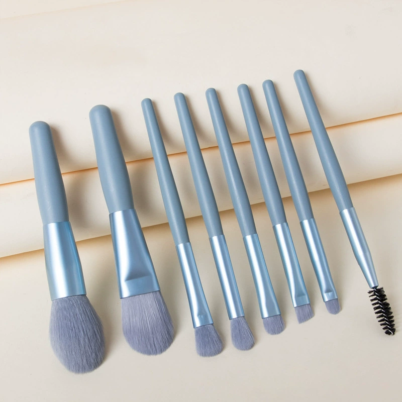 Makeup Brush Set, 8-Piece Handheld Brushes for Foundation Powder Eyeshadow, Compact Pouch