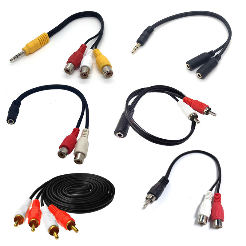 Left and right audio output conversion line double revolution 3.5 female AV line headphone plug power amplifier TV set-top box