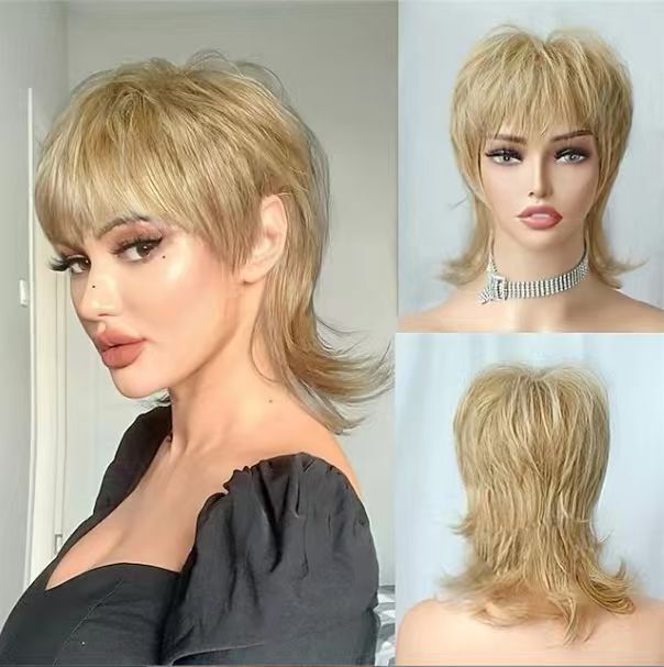 Cross-border new wig European and American women's fashion Chemical Fiber head cover multi-level black fish head wig multi-color optional