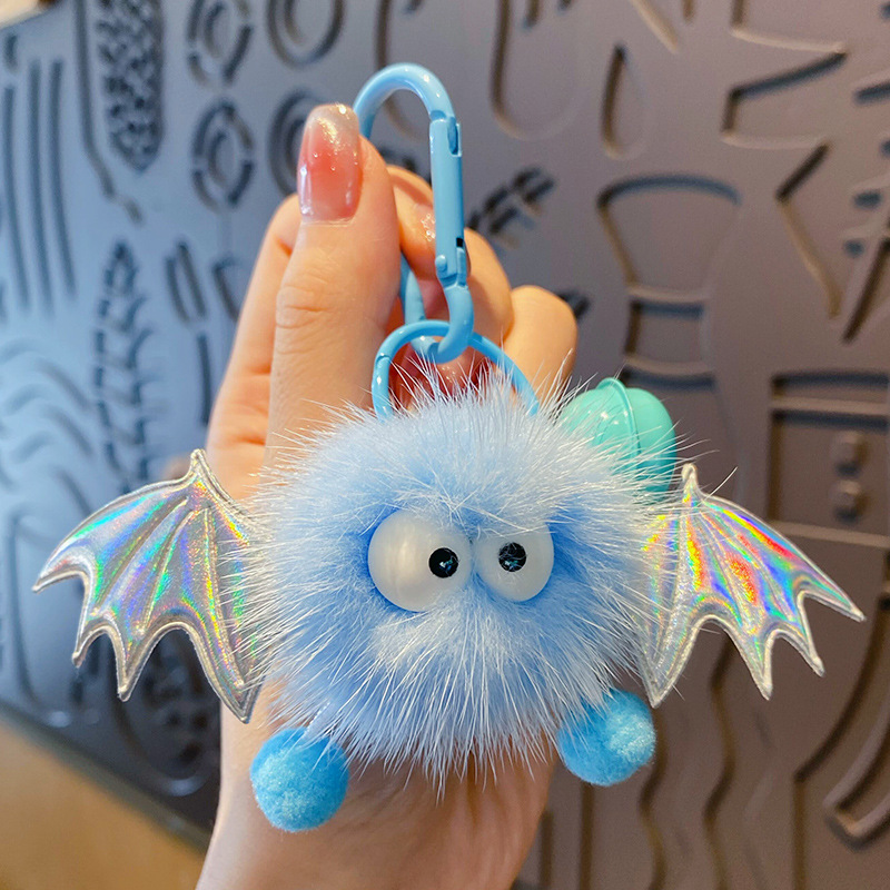 Подвеска-брикет из меха норки чертенок-синий