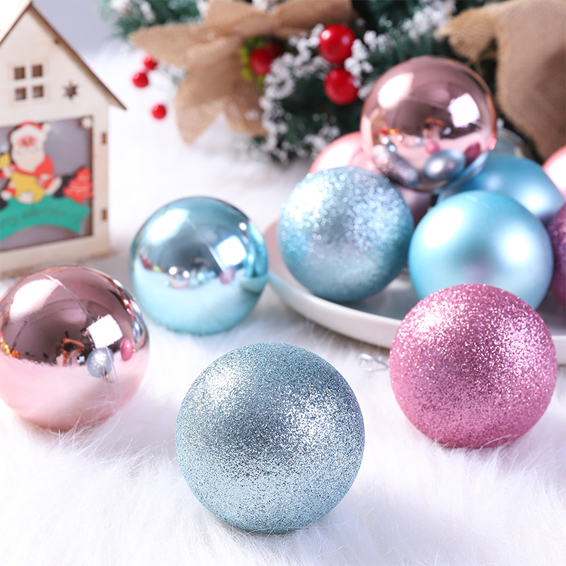 Bola DE LUZ DE Navidad bola de luz galvanoplastia brillante Rosa mate árbol de Navidad colgante Garland ratán bola decorativa 6cm bola de color